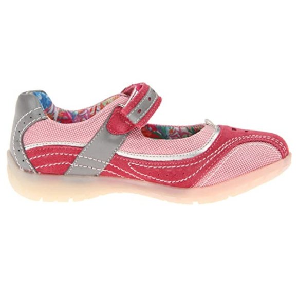NEW Hush Puppies Kid Kensie Candy Pink Silver Mary Jane Comfort Athletic Flat - Picture 4 of 7